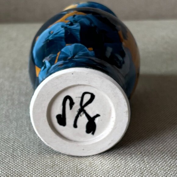 Crystalline Pottery Vase and Plate Handmade 2 Piece Set - Picture 5 of 11